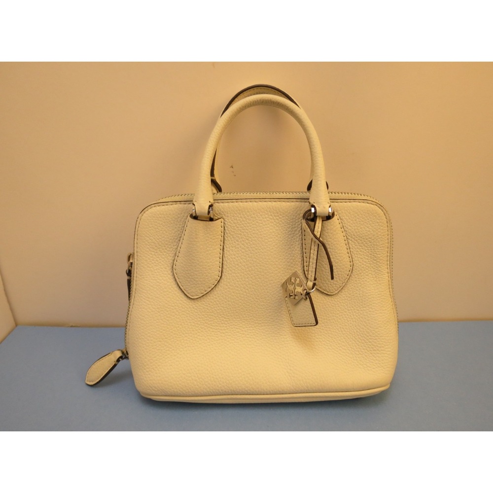 Tory Burch Swing Mini Pebbled Leather Top-Handle Bag White